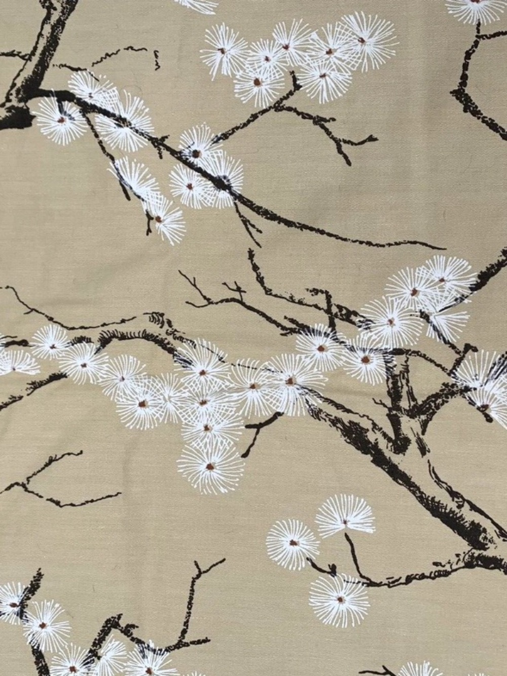 Vintage 1979 Pacific Fabric Printers Designs By Shoji Belge Asian Tree Branches